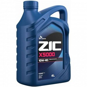 Масло моторное ZIC X5000 10w40, полусинтетическое, API SL/CI-4, ACEA E7, для дизельного двигателя, 4л, арт. 162658