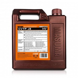 Масло трансмиссионное Masuma CVTF J3 HV, синтетическое, для вариаторов, 4л, арт. T-207E