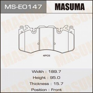 Колодки тормозные дисковые Masuma передние, комплект на ось (4 шт), арт. MS-E0147