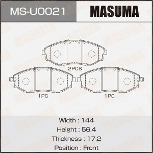 Колодки тормозные дисковые Masuma, задние, комплект на ось (4 шт), арт. MS-U0021