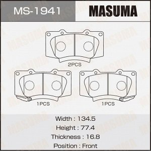 Колодки тормозные дисковые Masuma, передние, комплект на ось (4 шт), арт. MS-1941