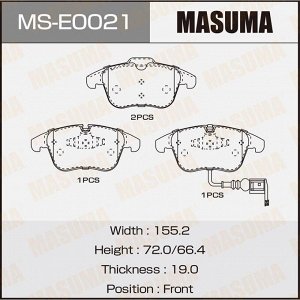 Колодки тормозные дисковые Masuma передние, комплект на ось (4 шт), арт. MS-E0021
