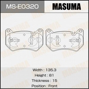 Колодки тормозные дисковые Masuma, передние, комплект на ось (4 шт), арт. MS-E0320