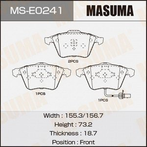 Колодки тормозные дисковые Masuma передние, комплект на ось (4 шт), арт. MS-E0241