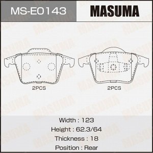 Колодки тормозные дисковые Masuma, передние, комплект на ось (4 шт), арт. MS-E0143