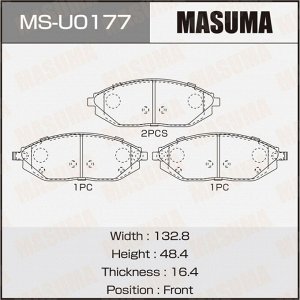 Колодки тормозные дисковые Masuma, передние, комплект на ось (4 шт), арт. MS-U0177