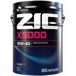 Масло моторное ZIC X5000 10w40, полусинтетическое, API SL/CI-4, ACEA E7, для дизельного двигателя, 20л, арт. 192658