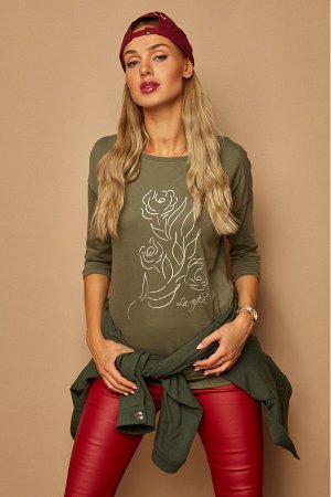 1r Блузка LAMAJKA 9260 SIZE+ хаки хлопок  Состав: 100% хлопок