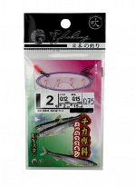 Самодур JpFishing HM #2-0,12-0,15 (0,75м, 0,12мм, 0,15мм,15см, отвод 2см, 6 крючков, red)