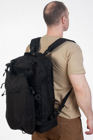 Рейдовый рюкзак черный (15-20 л) (CH-070) №13(14) - Основной рюкзак с одним отделением, большой фронтальный подсумок и карманы, система крепления MOLLE. Подходит для ежедневного использования, активно