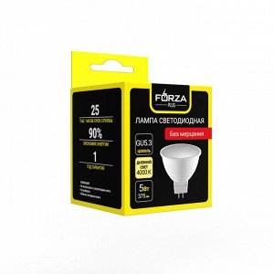 FORZA Лампа светодиодная MR16 GU5.3 5 Вт, 375 Лм, 4000 К, 175-265 В, Ra>80, IRF