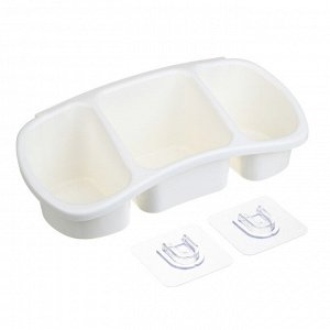 VETTA Classic Полка настенная, три отделения, пластик, 28x12,5x8,5 см, молочный