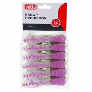 VETTA Набор прищепок 12шт "Цветы", пластик, 2 цвета