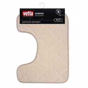 VETTA Коврик для туалета, вельвет, губка 0,8 см, полиэстер, 50х40 см, петли, бежевый