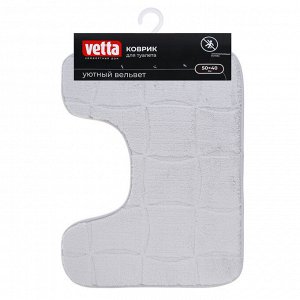 VETTA Коврик для туалета, вельвет, губка 0,8 см, полиэстер, 50х40 см, плитка, серый