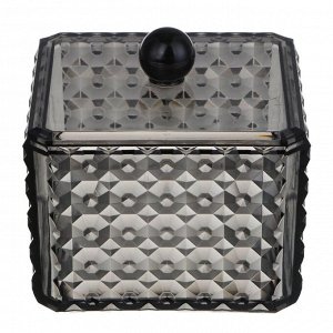 ЮНИLOOK Органайзер косметический прозрачный с крышкой, 9,5х9,5х6,5см, PS, черный, ВЗ24-30