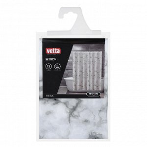 VETTA Шторка для ванной, ПЕВА, 60 г/м2, 180x180см, кольца пластик, мрамор КАЛАКАТА