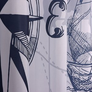 VETTA Шторка для ванной, с утяжелителем, полиэстер, 90 г/м2, 180x200см, Карты, 051