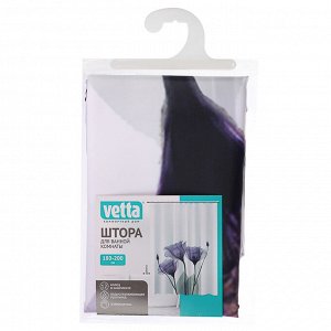 VETTA Шторка для ванной, с утяжелителем, полиэстер, 90 г/м2, 180x200см, Цветы, 057