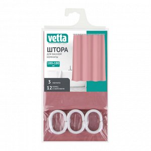 VETTA Шторка для ванной, ПЕВА, 60 г/м2, 180x180см, с магнитами, пудрово-розовая