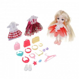ИГРОЛЕНД Кукла с аксессуарами "Модный гардероб", ABS, PVC, текстиль, 31х43х6см