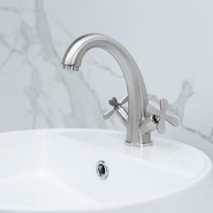 СоюзКран Смеситель для раковины, кер. кран-буксы 1/2, нерж. сталь, SS02-М242