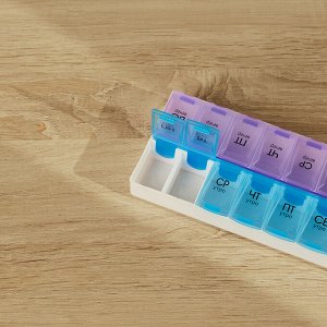 VETTA Бокс для таблеток, 14 отсеков, пластик, 18,5х9см