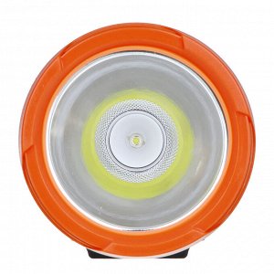 ЕРМАК Фонарь прожектор, LED + COB, 6 режимов, 2400мАч, USB кабель, 9х9х20см, пластик