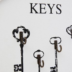 Ключница открытого типа KEYS на 4 крючка, 27х27х3 см, МДФ, металл