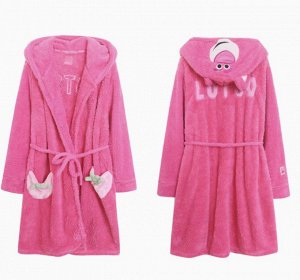 Домашний халат с капюшоном на поясе "Lotso", розовый