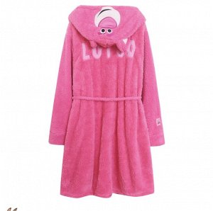 Домашний халат с капюшоном на поясе "Lotso", розовый