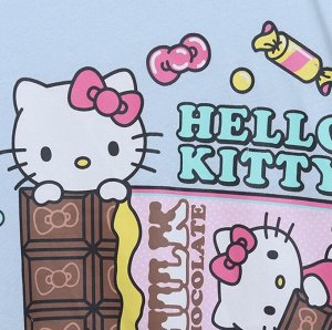 Футболка с круглым вырезом "Hello Kitty", голубая