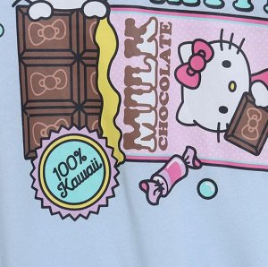 Футболка с круглым вырезом "Hello Kitty", голубая