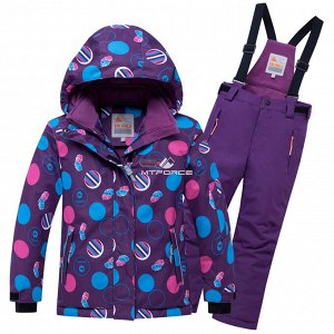 Подростковый для девочки зимний костюм горнолыжный фиолетового цвета 8916F