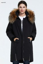 ХИТ ПРОДАЖ! Зимний женский пуховик-парка с капюшоном, цвет черный
