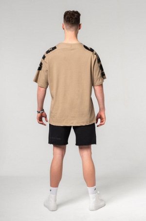 Мужская футболка NEBBIA Oversized T-shirt LIFTING CLUB (Светло-коричневый)(353)