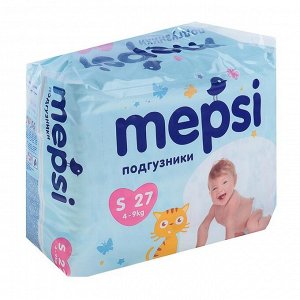 Подгузники детские Mepsi-премиум S 4-9 кг, в упаковке, 27 шт