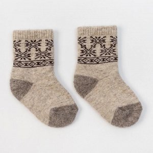 Носки новогодние детские шерстяные Organic «Снежинки», цвет молочный, размер 14-16 см (3)
