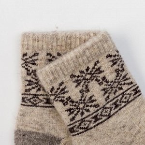 Носки новогодние детские шерстяные Organic «Снежинки», цвет молочный, размер 14-16 см (3)