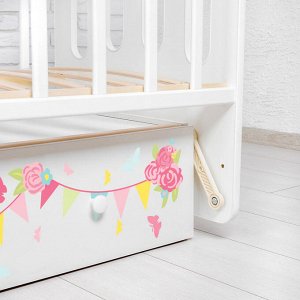 Детская кроватка «Доченька» на маятнике, с ящиком, цвет белый
