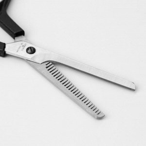 Ножницы парикмахерские, филировочные, с упором, лезвие — 6 см, цвет чёрный, Н-053 КМ