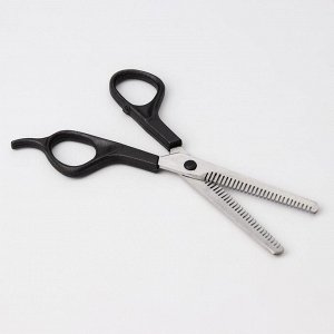 Ножницы парикмахерские, филировочные, с упором, двусторонние, лезвие — 6 см, цвет чёрный, Н-052