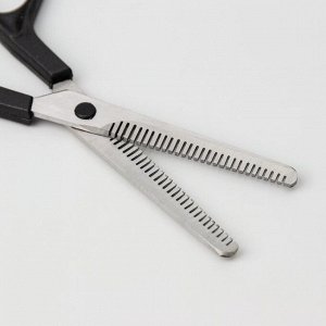 Ножницы парикмахерские, филировочные, с упором, двусторонние, лезвие — 6 см, цвет чёрный, Н-052