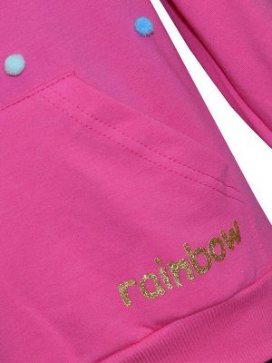 Розовая толстовка с помпонами "Единорог" для девочки (20667)