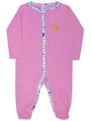 Розовый трикотажный комбинезон с фламинго "Фламинго" для новорождённой (76203)