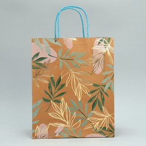 Пакет подарочный крафтовый, упаковка, Eco mood, 32 х 26.5 х 12.5 см