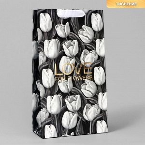Пакет подарочный под две бутылки, упаковка, Tulip, тиснение, 35 х 20 х 9 см