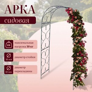 Арка садовая, 230 * 120 * 51 см, для вьющихся растений, металлическая, зелёная