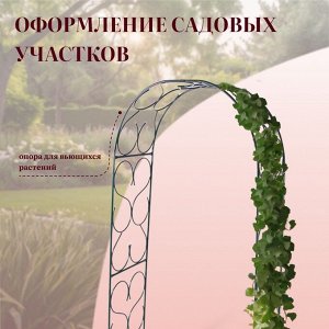 Арка садовая, 230 * 120 * 51 см, для вьющихся растений, металлическая, зелёная