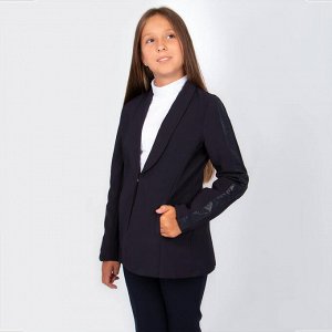 Пиджак Техноткань темно-синего цвета длинный рукав для девочки